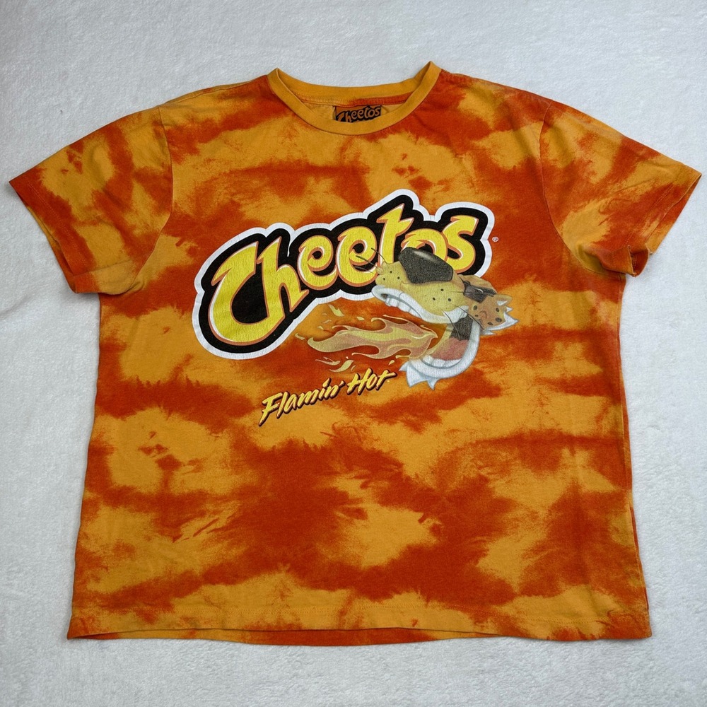 Cheetos Flamin‎ Hot Tie Dye Graphic T-Shirt Mens XL Chester Cheetah Orange Red
